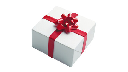 Obraz premium Gift Box with Red Ribbon on Transparent White Background PNG - Christmas Present Bow Birthday Decoration Love Holiday Give Surprise Luxury Isolated Celebration Valentine Event Occasion Anniversary 