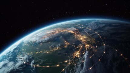 Obraz premium Earth from Space with Interconnectedness