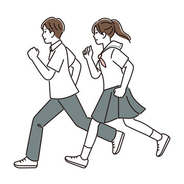 recommend clip art: 夏物の制服で走る中学生