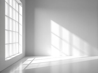 Sunlight Streaming Through Window in White Room.