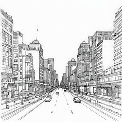 Naklejka premium the AI Image Generator, Sketch view of City.