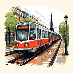 an AI Image Generator, Streetcar isolated