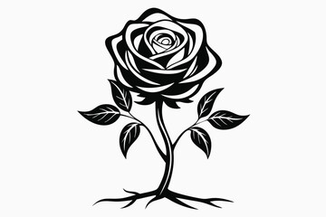 Rose flower root silhouette vector L.eps