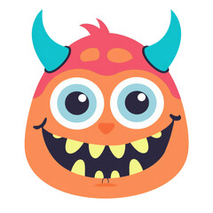 Naklejka premium Cartoon monster face with big eyes and toothy grin.