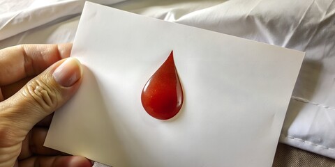 World donor day concept with hand holding paper red drop on white background AI-Generated Content