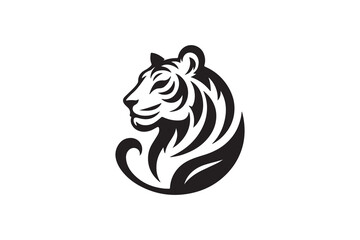 create a tiger logo silhouette vector with white background.