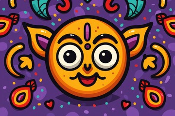Cute Cartoon Character with Big Eyes and a Smiling Face