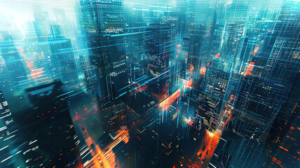 Magnificent Modern city with skyscrapers