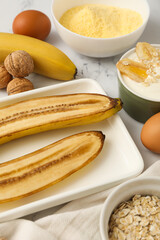Tasty food with banana, concept of tasty food with banana