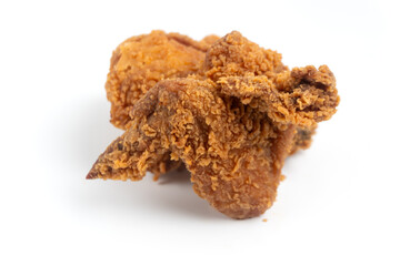 Crispy Fried chicken isolated on white background. Perfect for recipes, articles or any cooking content.