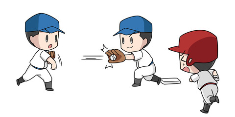 野球のアウトのイラスト・男子