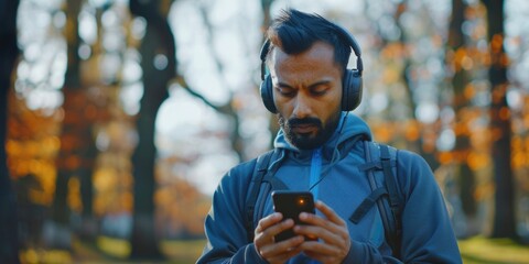 A person examining their mobile device