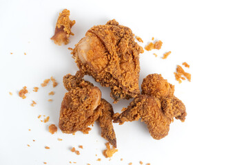 Crispy Fried chicken isolated on white background. Perfect for recipes, articles or any cooking content.