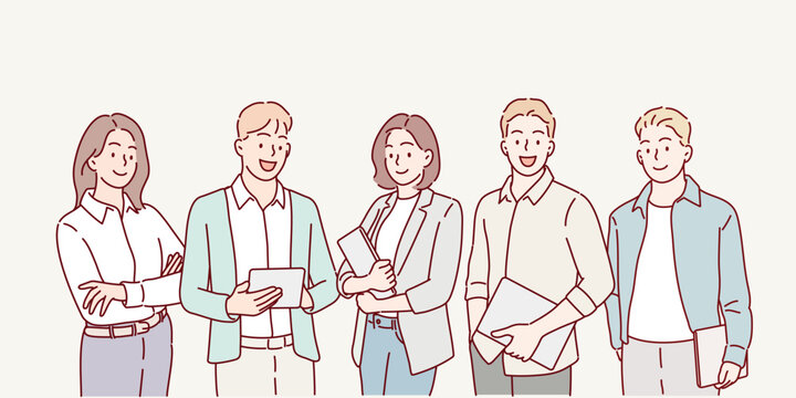 Group of business people to successful. Business team with determination and confidence. Hand drawn style vector design illustrations.