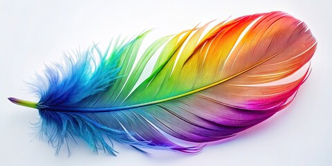 Obraz premium Colorful, vibrant, delicate bird feather, feather, colorful, vibrant, delicate, soft, texture, natural, fluffy, lightweight