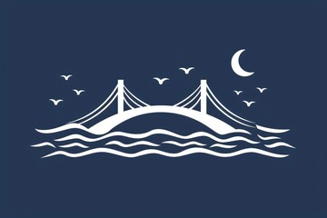 Fototapeta premium Bridge Over Water at Night