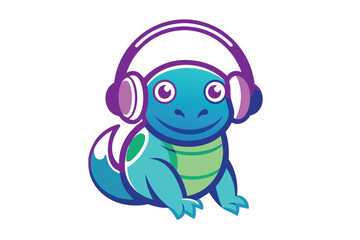 Turtle listing music with headphone I.eps