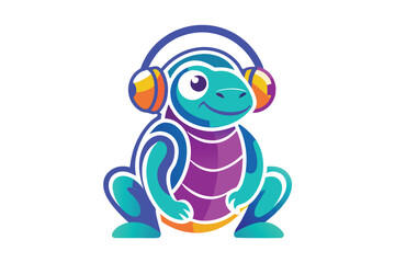 Turtle listing music with headphone N.eps