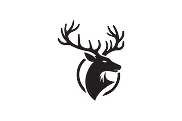 create a deer logo silhouette vector with white background
