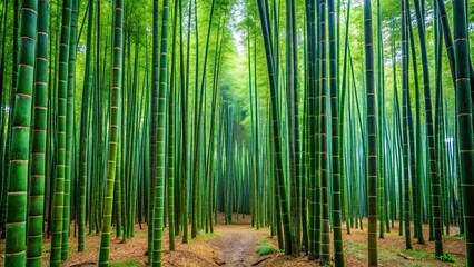 Fototapeta premium Close up of a lush bamboo grove at the panda base in China, bamboo, grove, lush, close up, natural, green, plant, serene