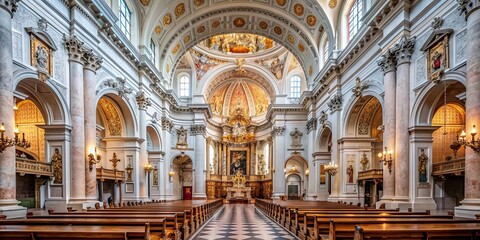 Obraz premium Imposing view of the altar at Karlskirche in Vienna, exuding an imperial atmosphere, Vienna, Austria, Karlskirche, altar