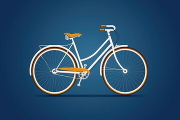 Fototapeta premium Classic White Bicycle on Blue Background