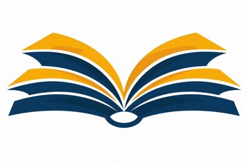 Open Book Symbol with Blue and Gold Pages