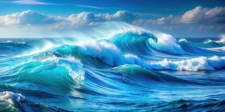 Dynamic blue ocean with choppy waves , ocean, waves, blue, dynamic, water, sea, tumultuous, movement, nature, beautiful, outdoors
