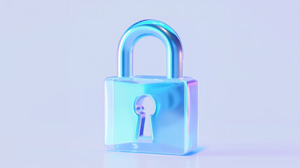 3d glass icon, blue color, holographic purple
