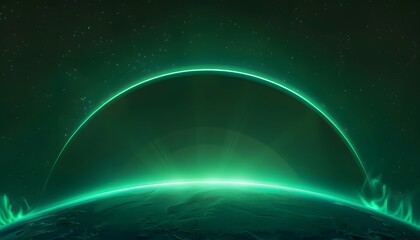 Space scene. Green nebula with  planet