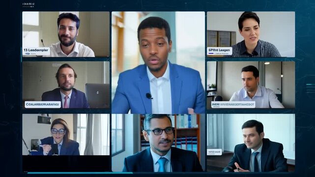 Group Video Conference With Professionals Discussing Business Strategies and Innovations Generative AI