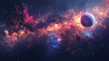 Obraz premium Attractive Planets and solar system outer space background planet space