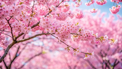 Obraz premium Pink cherry blossom tree in full bloom with delicate petals , spring, sakura, flowers, nature, pink, blooming, floral