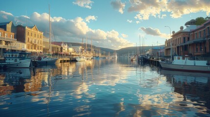 Hobart Waterfront - Scenic harbor views and historic architecture in Tasmania Australia