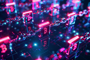 Obraz premium Blockchain Technology - Cryptocurrency Concept