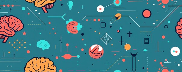 Brain function and health, creative brain representation, flat design illustration