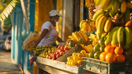 Vibrant Fruit Display at a Tropical Market
