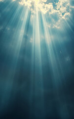 Fototapeta premium Light Rays from Above on Dark Cloudy Sky Background