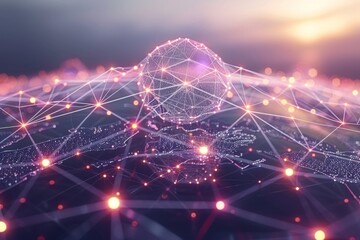 Futuristic digital rendering of a neural network symbolizing cognitive processes and technology in a vibrant and dynamic style