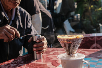 Coffee drip with equipment tool morning hot aromadrink