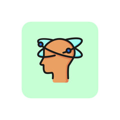 Dizziness line icon. Head, profile, orbits. Health care concept. Can be used for topics like brain disease, vertigo, symptoms