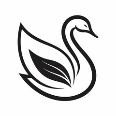 Obraz premium Swan and leaf logo with line style vector art Illustration 