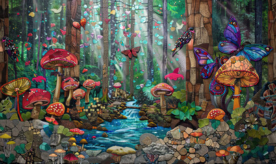 Magical Forest Scene Mosaic