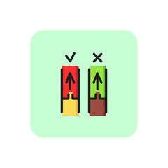 Medical experiment line icon. Tube, arrow, comparison. Laboratory concept. Vector illustration can be used for topics like results, solution, expertise