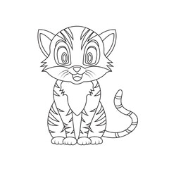 a drawing of a cat with a striped tail and a striped tail.