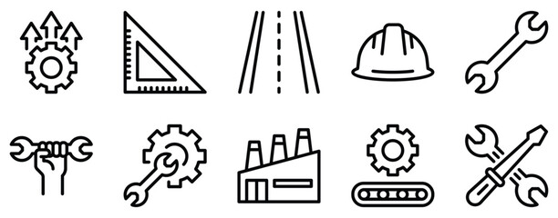 Engineering Icon Set Technical Line Style Collection for Innovative Designs