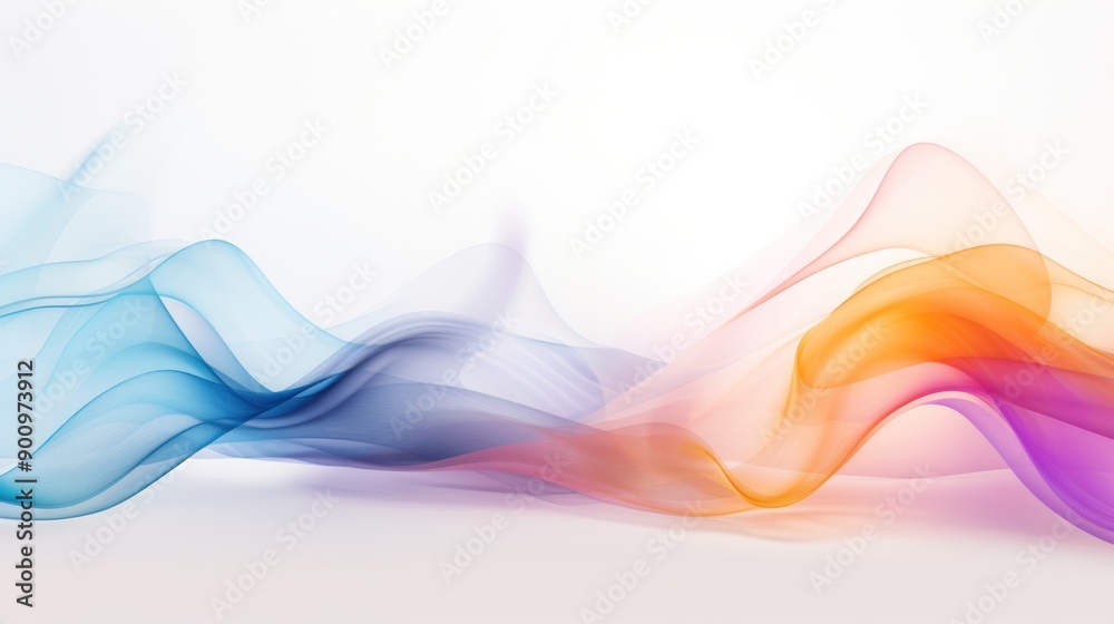 Wall mural abstract display of colorful light patterns gently diffused against a pure white background, creatin