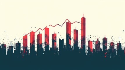 Fototapeta premium A city skyline with a red line going through it