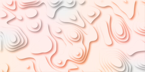 Abstract wavy line 3d paper cut white background with shadows. Abstract realistic papercut decoration textured with wavy layers. Topographic contour lines vector map seamless pattern vector.