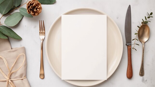 Elegant Minimalist Place Setting with Blank Menu